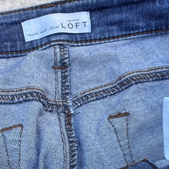 Loft womens curvy straight jeans size 8 stretch med dark wash low rise - Picture 4 of 4